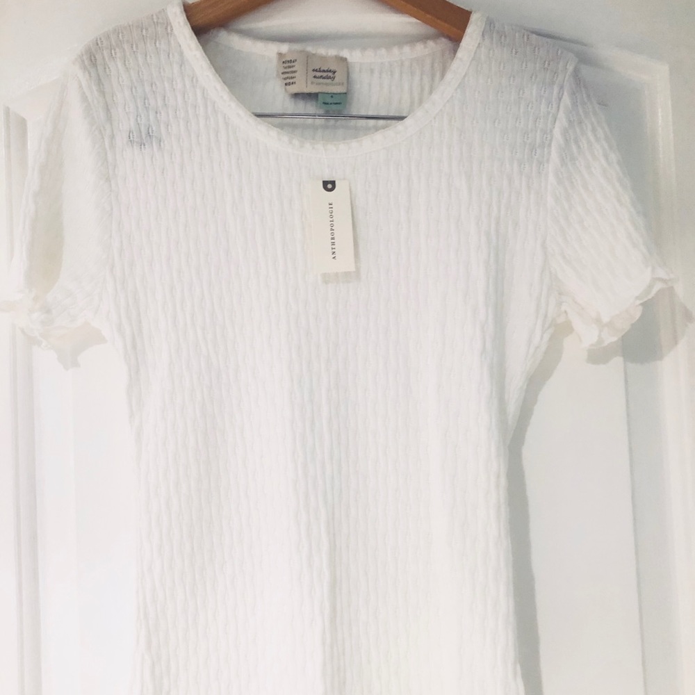 NWT Saturday Sunday Waffle Stitched Tee